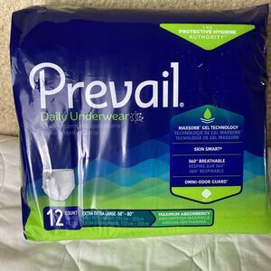 Prevail Daily Underwear XXL 68-80 in 12 Pack Maxsorb Gel Technology